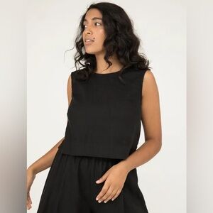 • Elizabeth Suzann • Petra Crop in Black Midweight Linen